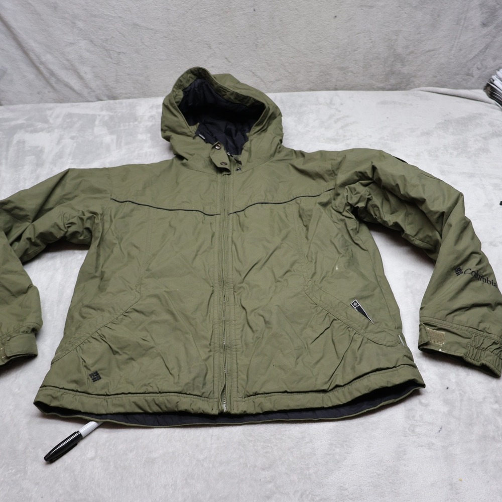 Columbia Jacket Womens Large Green Waterproof Insulated Hooded Wind Rain VTG